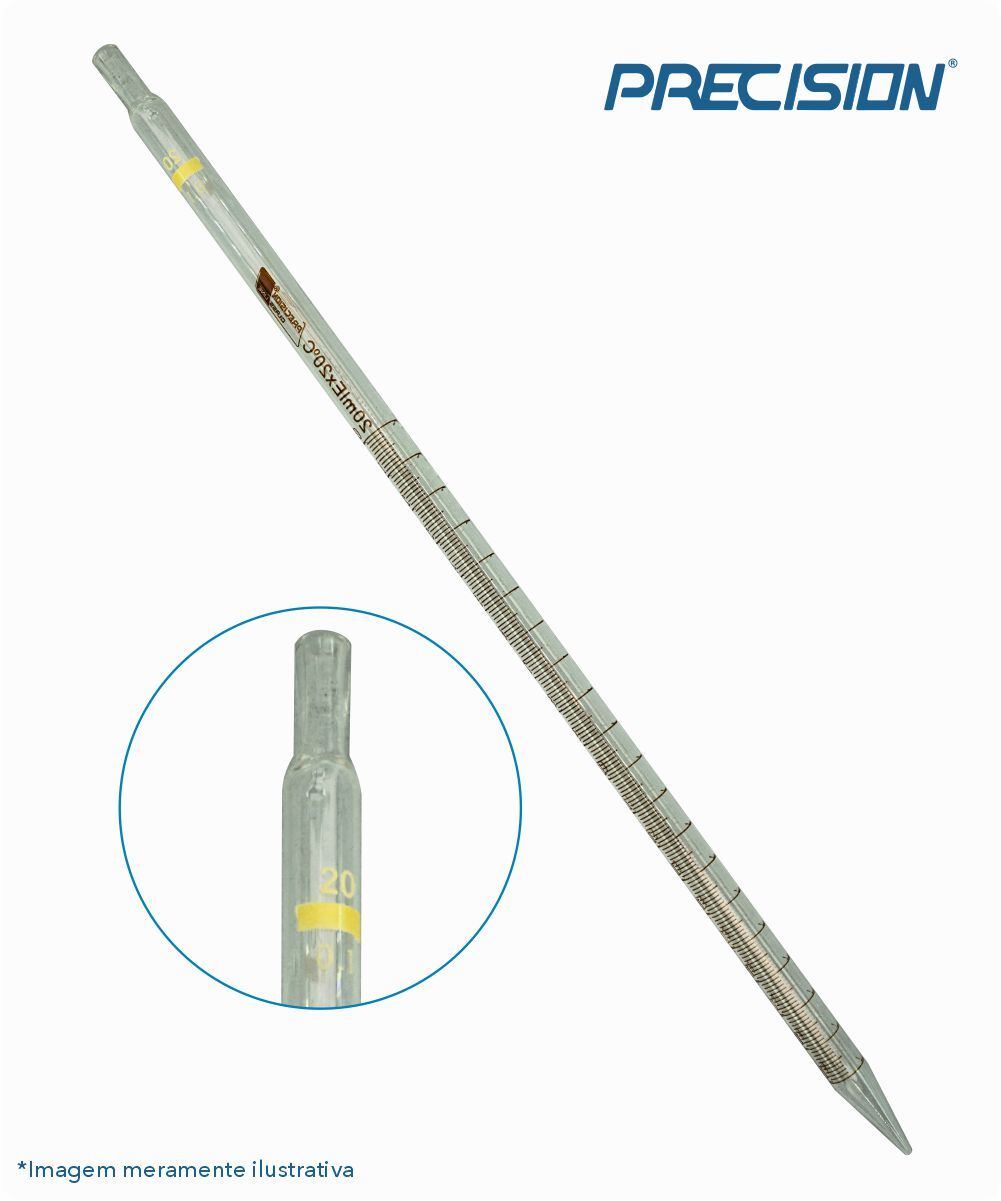 Pipeta sorológica de vidro 20mL graduada 1/10